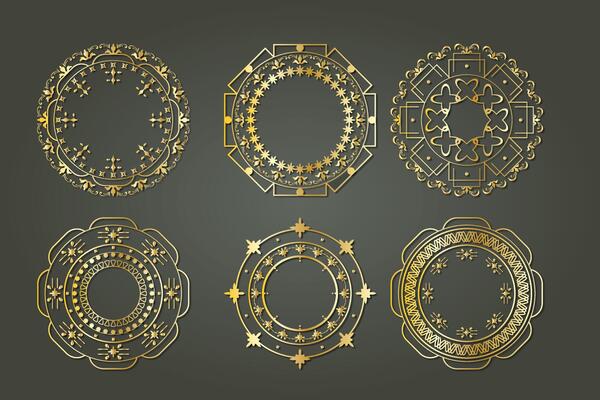 golden element luxury royal ornament circular floral victorian