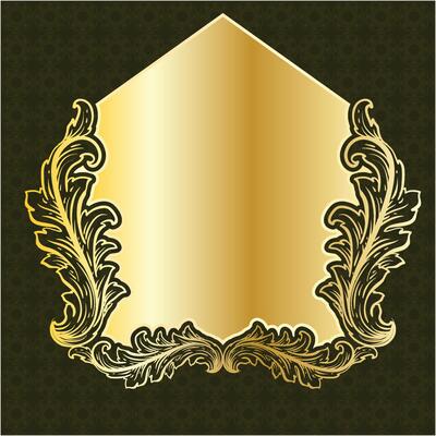 luxury royal decorative banner label board frame golden floral ornamental