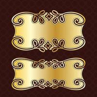 luxury royal banner label antique ornamental golden decorative slab frame border vector