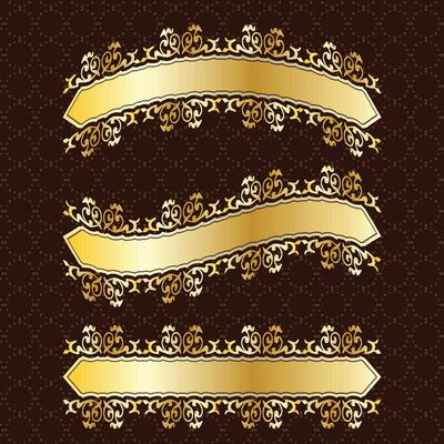 label banner frame background decoration gold luxury royal metal treasure
