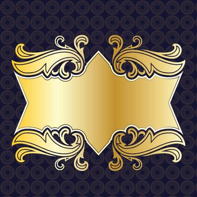luxury royal decorative banner label board frame golden floral ornamental