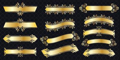 marco conjunto borde adornado vintage dorado clásico ornamental elementos antiguos gráfico banner decoraciónelegante colección paquete vector