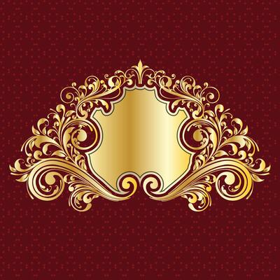 label banner frame background decoration gold luxury royal metal treasure