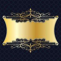 luxury royal banner label antique ornamental golden decorative slab frame border vector