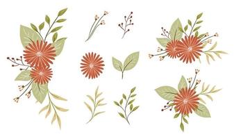 set of floral elements vector