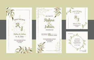 floral wedding invitation template social media set vector