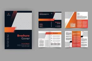 Folleto bifold comercial de diseño de diseño de informe anual, uso de estilo de diseño minimalista para el perfil de la empresa y el diseño de cartera o volante. presentación de trípticos y diseño de catálogos vector