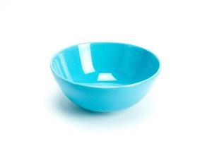 Blue bowl isolated on white background photo