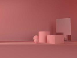 Renderizado abstracto 3d.productos de belleza establecidos para maquetas de empaques cosméticos y para el cuidado de la piel diseño mínimo sobre fondo rosa pastel foto