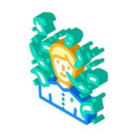 money fall wealth boss isometric icon vector illustration