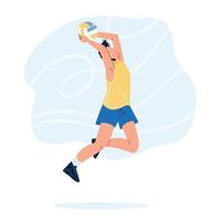 Volleyball Player Jump And Throwing Ball Vector