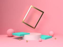 3D abstract render.Beauty products set for Cosmetic and skincare Packaging mockup minimal design on pink pastel background photo