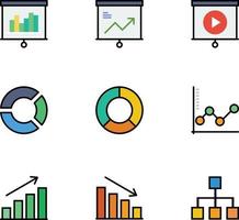 gráfico de oficina de icono plano vector