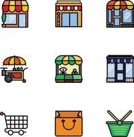 flat icon shop set vector