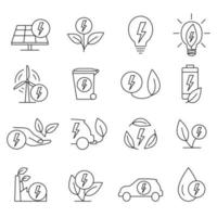 símbolos de ecología verde. iconos relacionados con el medio ambiente. conservación es ahorro apoyo y solución. medio ambiente y concepto sostenible. energía alternativa vector