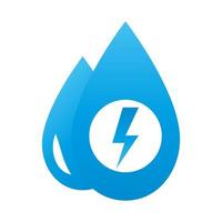 Water drop with bolt icon. Hydro power symbol. Renewable energy. Alternative clean energy vector