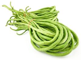 fresh Yard long beans or Chinese Long Beans Vigna unguiculata subsp. sesquipedalis isolated on a white background.Vegetables photo