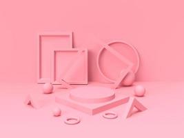 3D abstract render.Beauty products set for Cosmetic and skincare Packaging mockup minimal design on pink pastel background photo