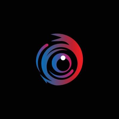 Lens camera logo design vector.