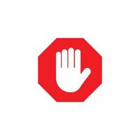 Stop symbol with hand. Vector illustration.