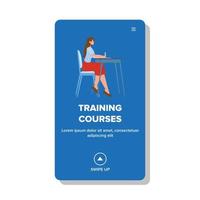 Training Courses Visiting Woman Student Vector Illustration