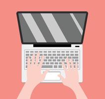 Minimal Illustration Of working On A laptop Keyboard Hands Concept Graphic Business office