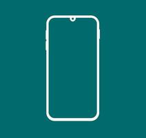 Illustration Smartphone Teardrop White Minimal Device Mockup Isolated Touchscreen Modern Blank Display Technology Gadget Concept Office App Flat Icon Wireless Cellphone Presentation Template vector