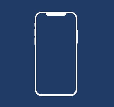 Illustration Notch White Minimal Smartphone Device Mockup Isolated Touchscreen Modern Blank Display Technology Gadget Concept Business Office Portable App Cellphone Presentation Template vector