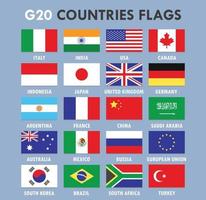 G20 Countries Flag Collection Set India Russia China France Germany Italy USA Canada Indonesia Japan United Kingdom Argentina Saudi Arabia Australia Mexico European Union South Korea Brazil Turkey vector