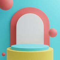 Minimal 3d pastel color stand podium for products showcase photo