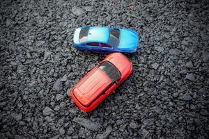 escena del accidente automovilístico. seguro, viaje, concepto de transporte. foto