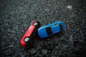 Car accident scene. Insurance, traveling, transportation concept. photo