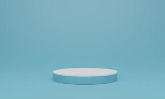 Cylinder podium on light blue background. Abstract minimal scene with geometric forms. Mock up scene to show cosmetic products presentation. 3d rendering, 3d illustration photo