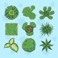 Full Color Plants for Architecture Elements Set vector