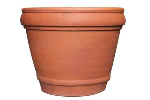 Terracotta clay pot isolated on white background photo