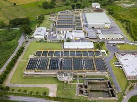 Aerial view of water supply and contamination treatment plant station photo