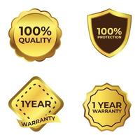 Royal gold badge collection with golden color ribbon, Dark and golden color shade with ribbon. Quality special golden badge collection. vector