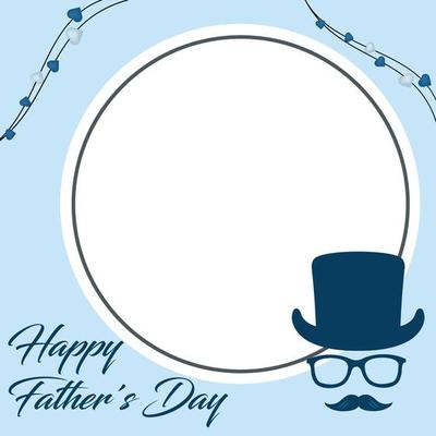 Stylish Fathers Day greeting blue color design. Modern Social media frame for father's day. Beautiful happy father's day frame for social media blue color.