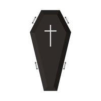 Halloween scary black color coffin vector design on a white background. Halloween coffin design with black color shade and Christian cross. Coffin vector illustration for upcoming Halloween event.