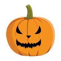 Pumpkin lantern design with a scary face for Halloween event. Halloween element design with pumpkin. Pumpkin lantern design with an evil smile on a white background. vector
