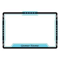 Stylish gaming frame overlay for the live streamer. Gamer overlay for live streamers. Light blue color stylish live gaming overlay frame with black shade. Live stream overlay for online gamers. vector