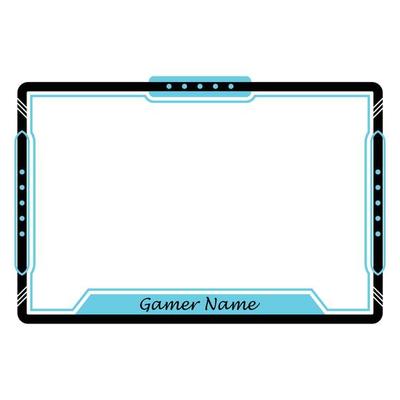 Stylish gaming frame overlay for the live streamer. Gamer overlay for live streamers. Light blue color stylish live gaming overlay frame with black shade. Live stream overlay for online gamers.