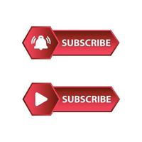 Red subscribe button in flat style vector illustration. Stylish metallic subscribe button with red color shade and white background vector illustration with the bell icon.