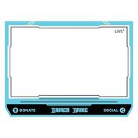 Live game streaming overlay with dark black and light blue color shade. Stylish live streaming overlay frame. Screen overlay for live streamers.  Dark black color overlay frame with donation buttons. vector