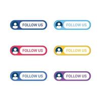 Follow us button collection. Social media follow us button with multicolor shade. Thanksgiving vector design for social media following.