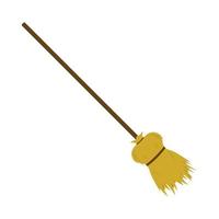 Halloween broom design on a white background. Halloween witch broom with golden and wood color shade. Design for Halloween event with witch broom. vector