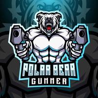 Polar bear gunner esport mascot logo vector