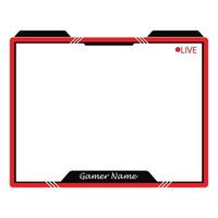 Gaming frame overlay for the live streamer. Gamer overlay for live streamers. Red color stylish live gaming overlay frame with black shade. Live stream overlay for online gamers. vector