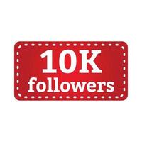 10K followers simple red gradient button. Social media follower button with red color shade. Thanksgiving vector design for social media 10K followers celebration.