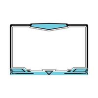 Gaming overlay for live streamers vector design element. Gaming frame overlay design with light blue and black color shade. Stylish overlay for live streamers vector illustration.